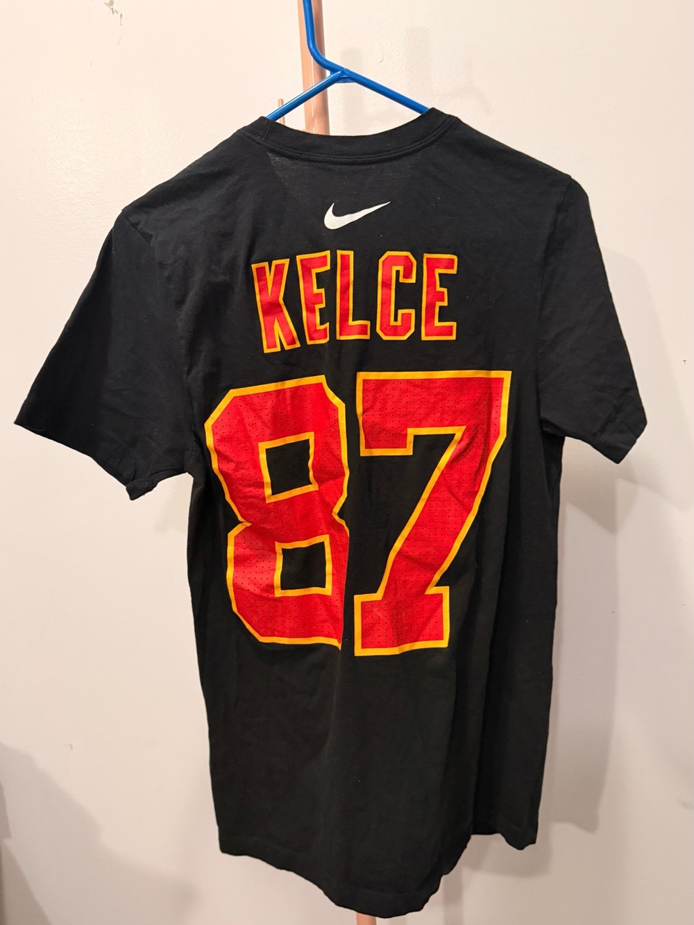Nike Men’s Kelce #87 Black Tee with Red and Yellow Accents